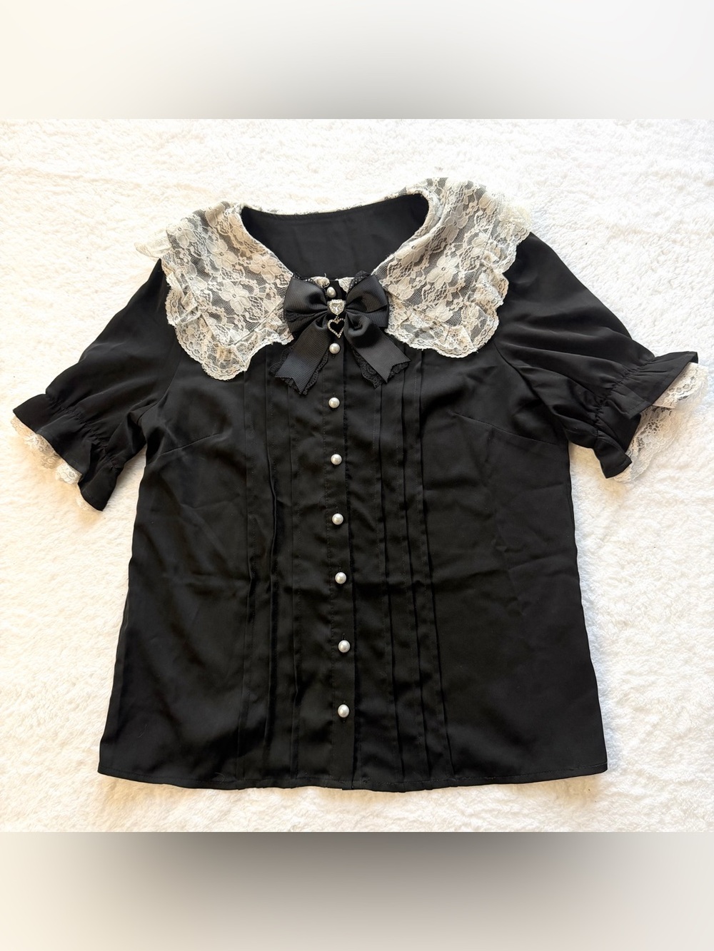 Mars Blouse Jirai Kei Ryosan Lolita Bow Lace Tops Japan Idol White Black Gothic